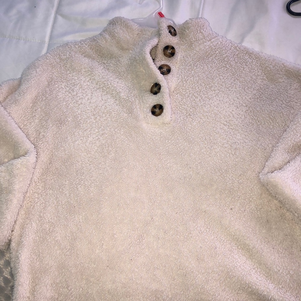 Oversized white fluffy sweater